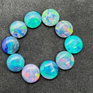 Australian Opal 10 mm Cabs, Pack of 1 Pieces -AAA Quality, Opal Triplet Cabochon - Australian Opal Round Cabochon, flat bottom.