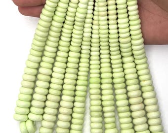 Lemon Chrysoprase 6 mm Roundel Beads • AAA Quality • 100% Natural Lemon Chrysoprase Roundel Beads • Origin Australia