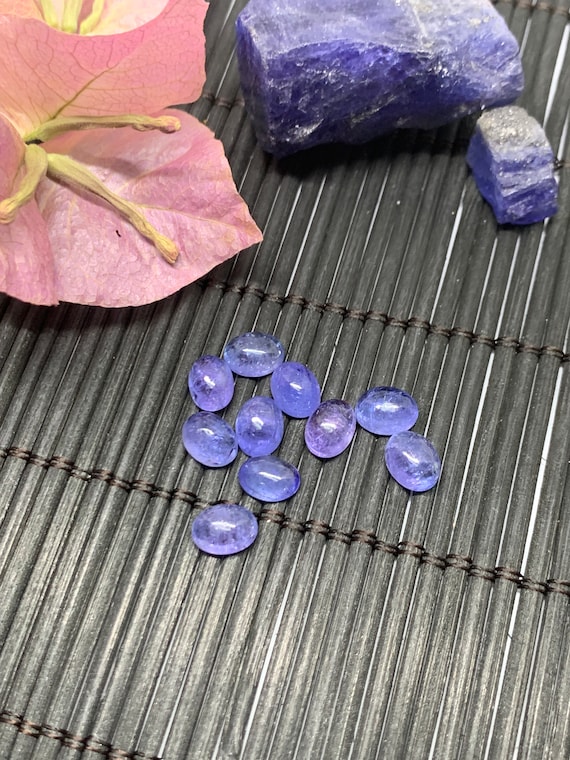 Tanzanite Cabs 6x8 mm pack of 4 pc AA Quality,  Natural Tanzanite Cabs