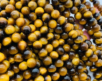 8 mm Tiger Eye Round Beads 40 cm Length AA quality - Natural Tiger Eye Beads