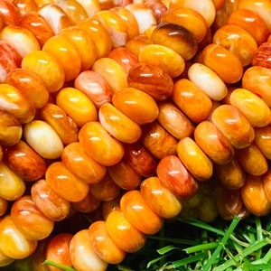 Spiny Shell Oyster Roundel Beads • 6mm Size • 40 cm length • AAA Quality • Natural Shell • Spiny Orange Shell