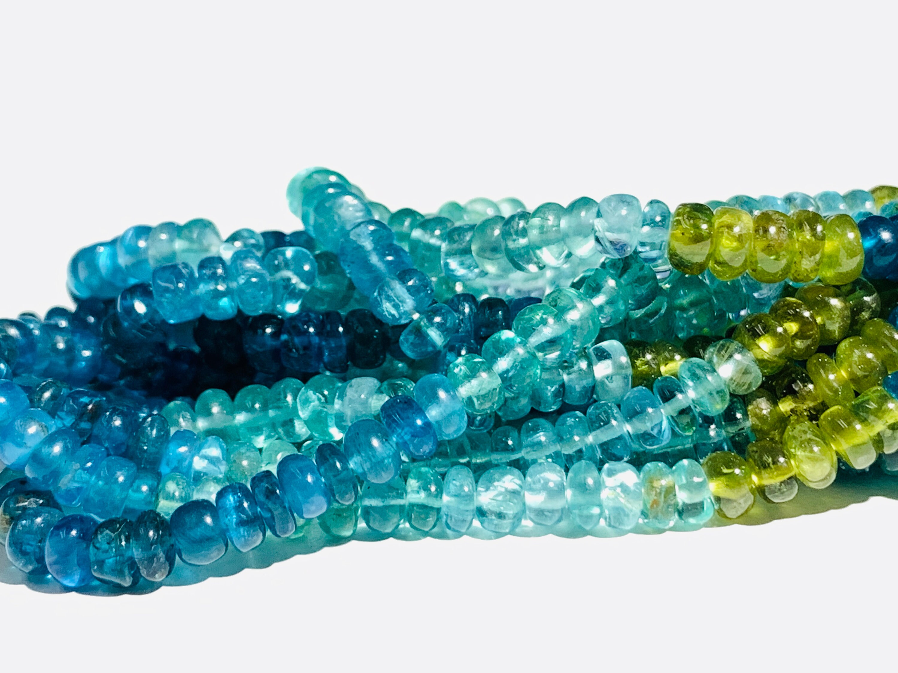 Semi-Precious Gemstones Apatite Multi Color Non-Faceted Rondelle Shape 4.75mm