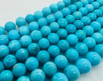 Turquoise Round 10mm size  -100 % Natural Turquoise -  Length 20 cm - half strand Beads, sleeping beauty Turquoise, Origin Arizona