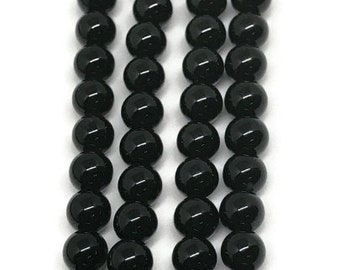 Black Onyx 10M Liscio Rotondo, perline rotonde, forma di pietra preziosa Lunghezza 16 pollici-