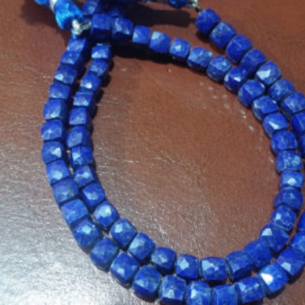 Lapis faceted Cube shape in 6mm , Lapis briolette .Lapis faceted Box shape  . length 8 Inch