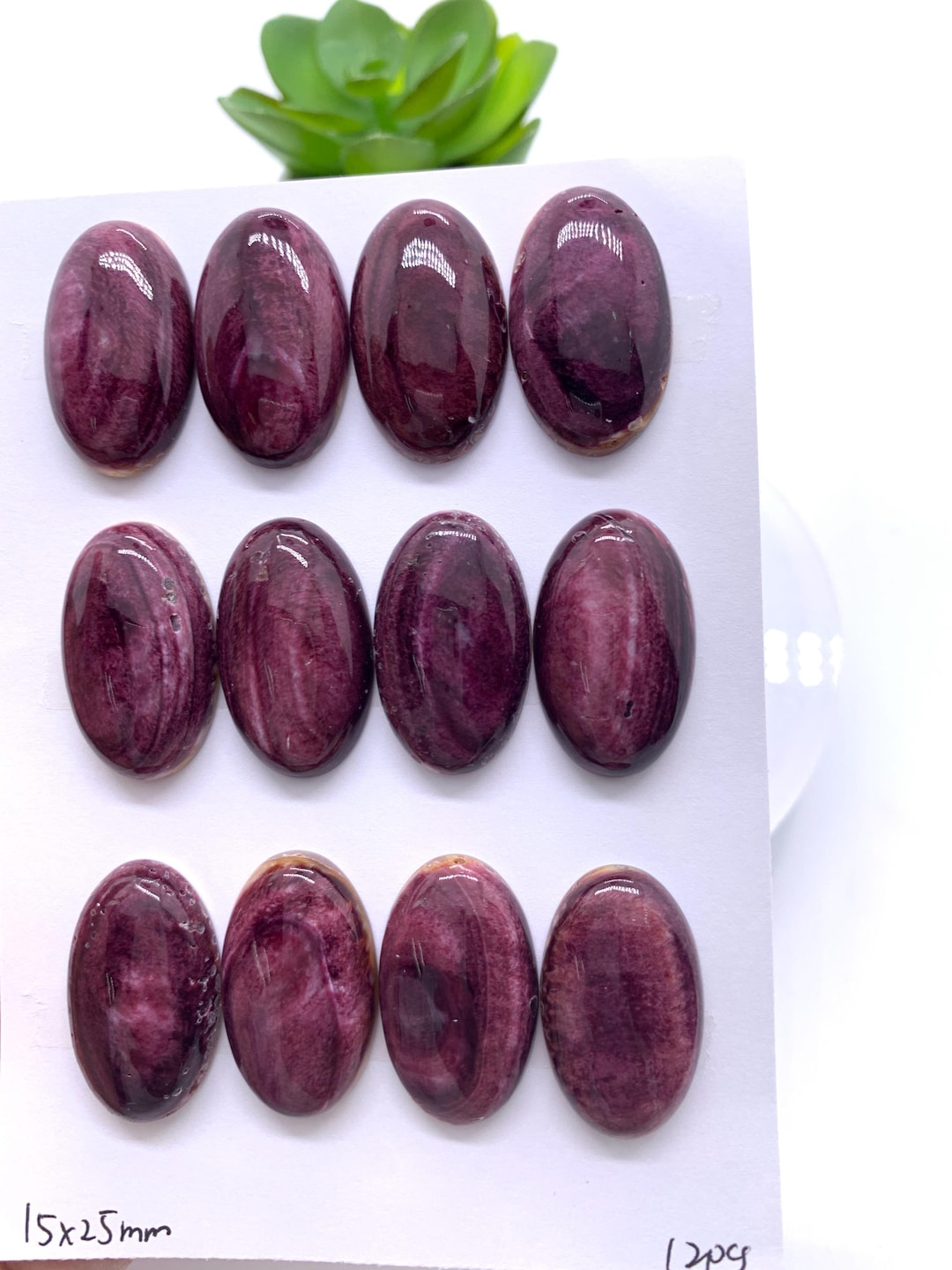 15x25 Mm Purple Spiny Oyster Shell Oval Cabs • Pack of 1 Piece • AAA ...