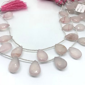 12X18 MM Pink Jade faceted Pear Briolette 8&quot; Strand, Top Quality pear shape.Gemstone Briolettes