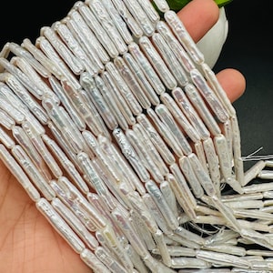 Pearl Long Biwa Beads 6-8 x 20-24 mm  Size AAA Quality - Natural Freshwater Pearl Beads -  Length 40 cm