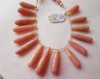 Pink Opal  Long Drop Shape, Length 8 Inches , Drop shape Size 8X29 -11x39 MM ,Natural Opal , pink briolettes