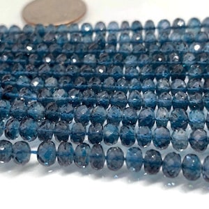 20 pieces  London Blue Topaz Faceted Roundel 6- 7MM size  London Blue topaz Rondelles  - Blue topaz Beads