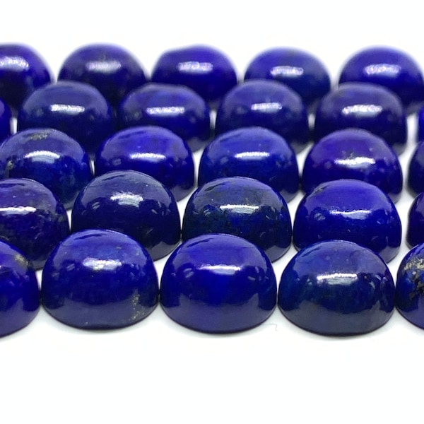 6mm Round Blue Lapis Lazuli Cabochon | Pack of 4 Pcs | AAA Quality | Round Lapis Cabochons | 6mm Lapis Cabochons | Lapis Golden Pyrite