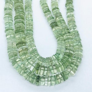 6MM Prasiolite Heishi beads, Green Amethyst Heishi shape, length 14&quot; Smooth Heishi