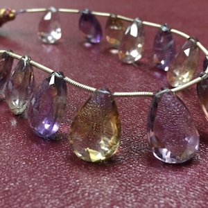 Ametrine 8 Inch SUPERB FINEST QUALITY Ametrine Faceted Pear Briolettes 13x20mm to 15x23mm size