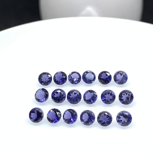 Iolite Round Faceted 4 mm Size • Pack of 8 Pcs • AAA Quality • Iolite Round Cut Stone • Iolite Stones