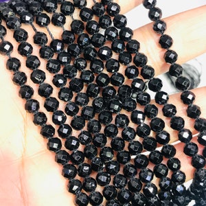 5 mm Black Spinel Round Faceted Beads, Black spinel Faceted Balls, Length 16&quot;