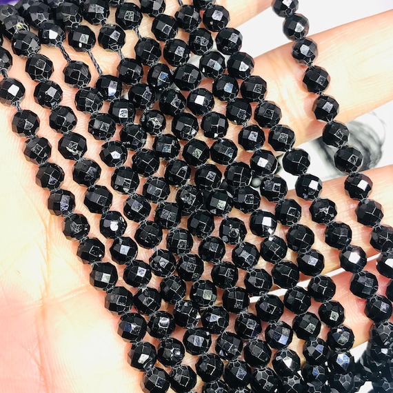 5 Mm Black Spinel Round Faceted Beads Black Spinel Faceted Balls Length 16 Etsy