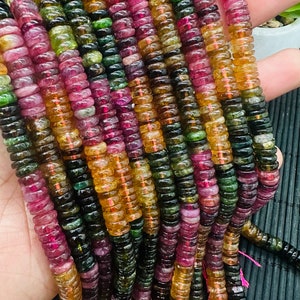 Tourmaline Heishi Beads 6 mm size-  - AAAA Quality - 40 cm Length - Natural Tourmaline