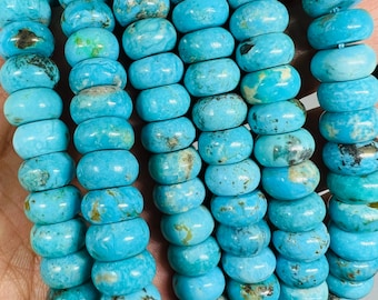 Turquoise Rondel Kralen 10 mm Grootte - Top echte Turquoise kralen, Lengte 16" Grade AAA, Natuurlijke Edelsteen van Doornroosje Mijn