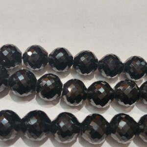 8mm Black Spinel Round Faceted ,Natural spinel and Good quality gemstone- length 13 Inch