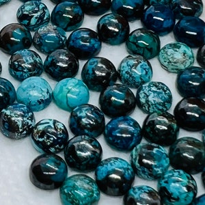 6MM Chrysocolla Round cabochon , (pack of 5 Pc)natural chrysocolla cabs. gemstone cabs. AAA quality cabs.