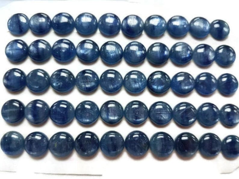 8MM Kyanite Round Cabochons, Kyanite Cabs, Super Fine Quality Cabs,Pack of 6 pc. image 1