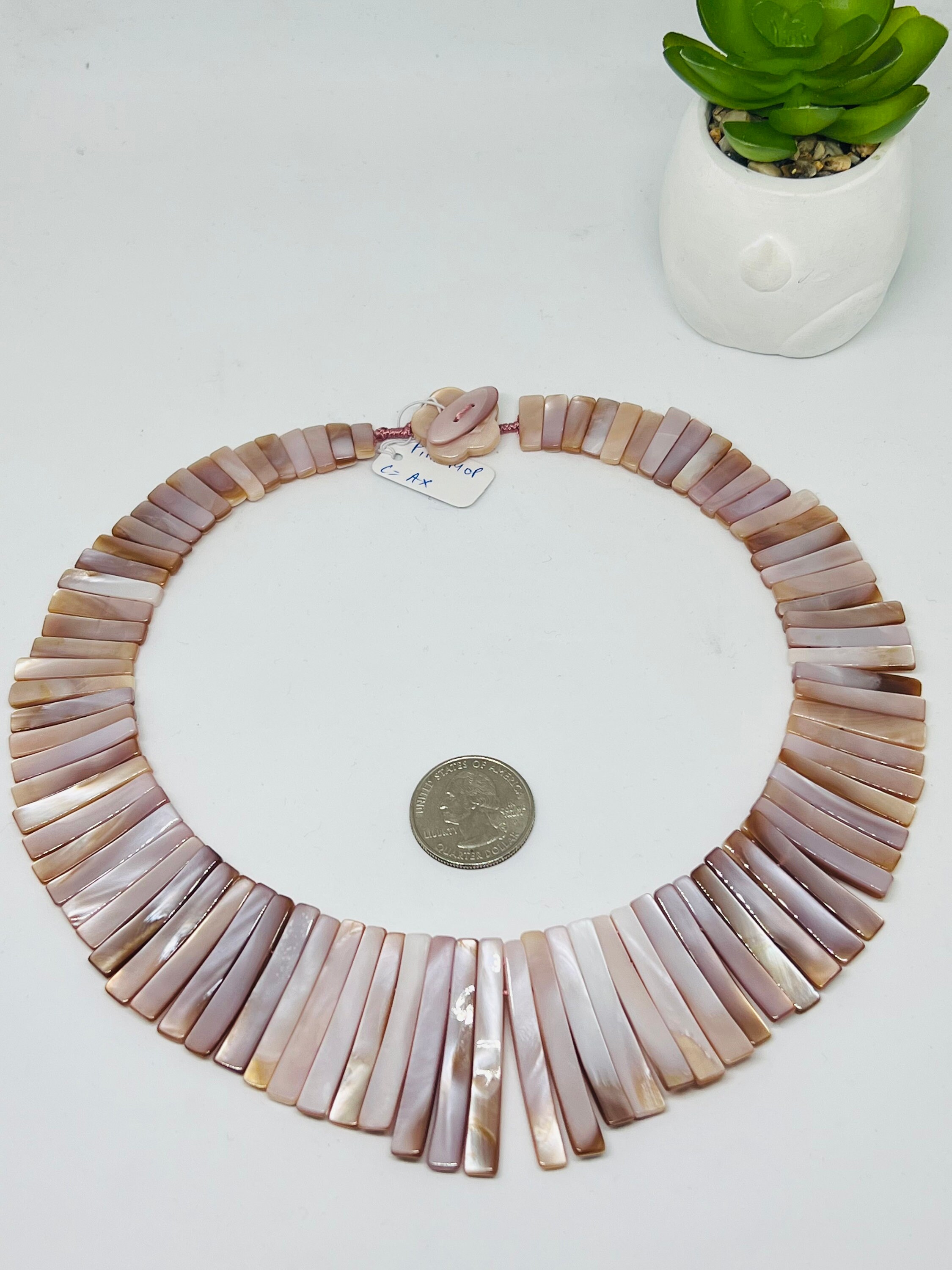 Pink Mother of Pearl Shell Necklace 15 40X6 Mm Size AAA Quality
