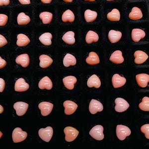 Queen Conch Shell Heart Cabs • 6 mm Size • Pack of 4 Pcs • AAAA Quality • Flat Back • Queen conch Shell Cabochons