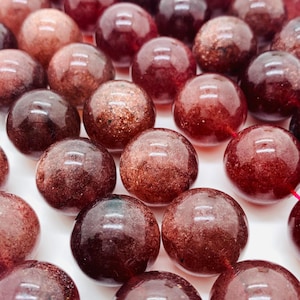 Strawberry Quartz Round Beads - 20 mm Size - Length 40 cm  - Natural Strawberry Quartz Beads
