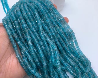 Apatite Faceted Heishi Beads 5/ 5.5 mm - AAA Quality - Length 16 '' - Natural Apatite Heishi Tyre Beads