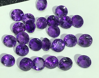 6mm Natural Amethyst Round cut stone , Pack of 6 piece, African Amethyst Round cabochon