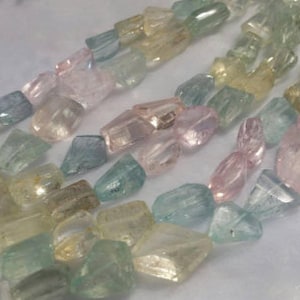 12X14MM MULTI AQUAMARINE faceted Nuggets, Faceted tumble shape, Length 15&quot; Top Quality AAAA