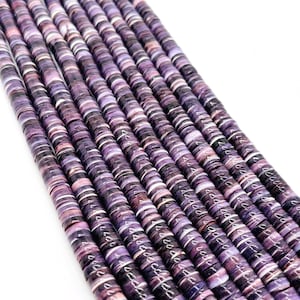 ワムパム クアホッグシェルビーズ • サイズ 8 MM • 長さ 40 cm (4A) 品質 • 天然ワムパムシェル • 紫色 • 原産地 アメリカ東海岸