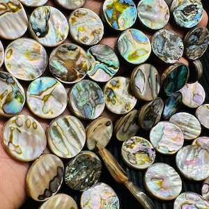 Abalone Shell Coin Beads • 16 mm Size • 40 cm length • AAA Quality • Natural Abalone Shell • Origin Australia