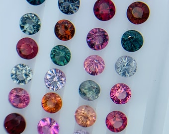 Pietra sciolta taglio diamante rotondo spinello da 3,8/4 mm • Pietra naturale multi spinello - Qualità AAAA - Confezione da 2 pezzi - Pietra preziosa sciolta