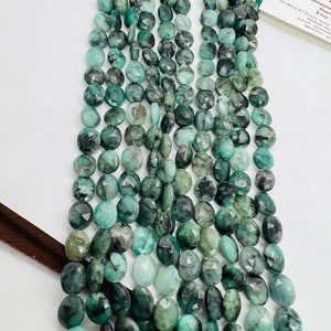 Emerald Faceted Oval 9X11MM origin Zambia, Oval faceted, Precious gemstone , Natural Emerald, length 14&#39;&#39;