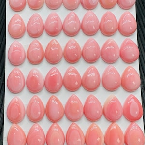 Queen Conch Shell Pear Cabs • 10x14 mm Size • Pack of 2 Pcs • AAA Quality • Flat Back • Queen Conch Cabochons