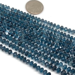 5 Inch London Blue Topaz 6-7MM Faceted Roundel,  London Blue topaz Rondelles ,  Blue topaz Beads