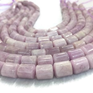 Natural Kunzite Cylinder Shape Beads, 10x14mm size Kunzite Tube BeadsAAA Quality, Length 40cm -Natural Kunzite Beads-Purple ,origin brazi