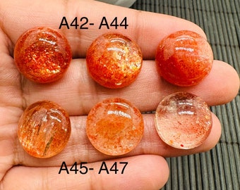 Sunstone Round Cabochon • 17 mm Size • Code A42 -A47 • 4A/ 3A Quality • Sunstone Round Cabs • Natural Sunstone Cabs