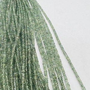 Cocarde à facettes en saphir vert de 3 mm, qualité AAA, brin de 16 pouces, pierre précieuse de saphir vert naturel. perles de pierres précieuses