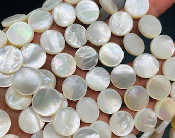 Witte parelmoer muntkralen • 12 mm formaat • 40 cm lengte • AAA-kwaliteit • Natuurlijk wit parelmoer