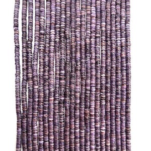Wampum Quahog Shell heishi Beads •4MM Size • 40 cm length (4A) • AAA Quality • Natural Wampum Shell • Purple Color • Origin East Coast USA