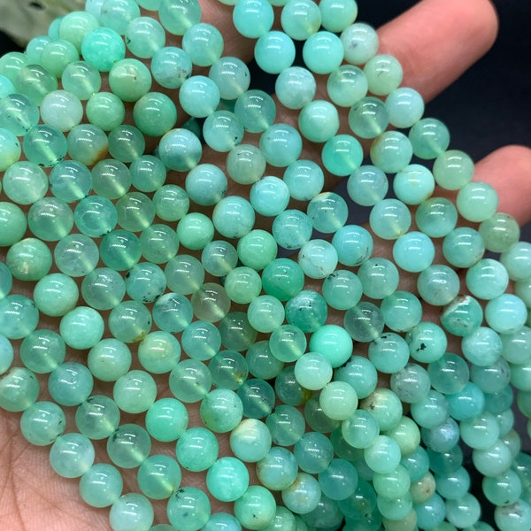 Chrysoprase Round Beads • 6-7 mm Size • AAA quality • Length 40 Cm • Natural Chrysoprase beads • Origin Australia