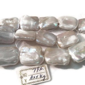 FreshWater Pearl Rectangular Shape, Natural White Fresh water pearl, Size 17X22MM , Length 40 cm Top Quality Pear Necklace.