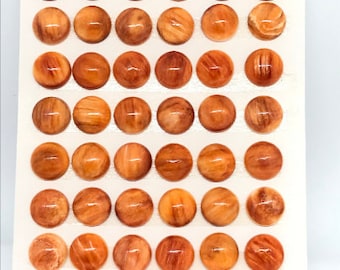 10MM Orange Spiny Oyster Cabochons , (Pack of 2 pc.)natural spiny oyster, round cabs. AAA Quality