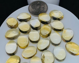 Citrine Cabochon 13-14x18 mm size • Pack of 2 Piece • Code #D6 • AA Quality • Citrine Oval Cabochons - Natural Citrine Cabs