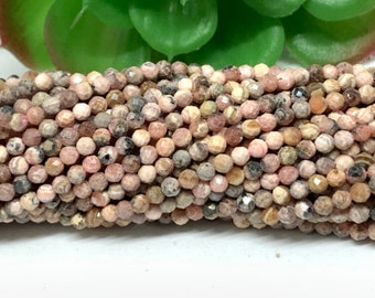 Rhodochrosit 3,5 MM facettiert, AA-Qualität, im 15 Inch Strang. Natürlicher Edelstein mikro facettiert.