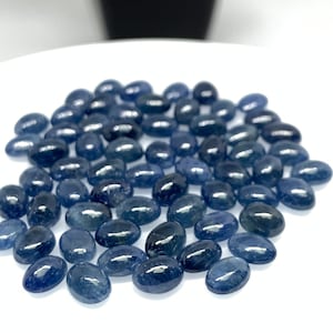 Blue Sapphire Cabochon 5x7 mm Size - Pack of 4 Pcs -AAA Quality Sapphire Oval cabs • Natural Blue Sapphire • Sapphire Cabochon