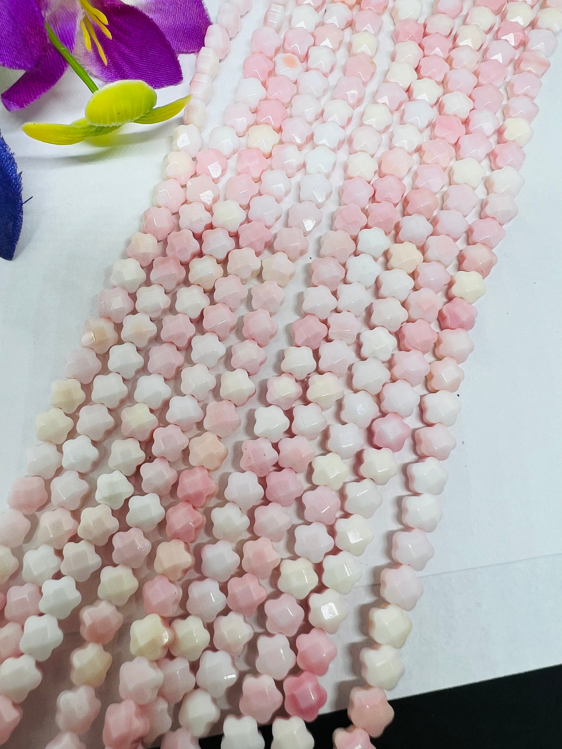Queen Conch Shell Faceted Flower Beads • 6mm Size • Length 40 Cm • AAA ...
