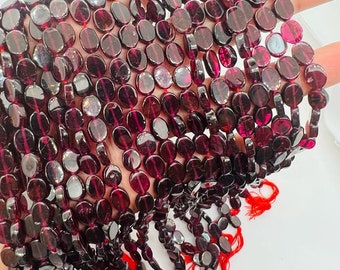Garnet Flat Oval shape 7X9 mm size, Length of Strand 16", garnet fancy shape, AAA quality garnet